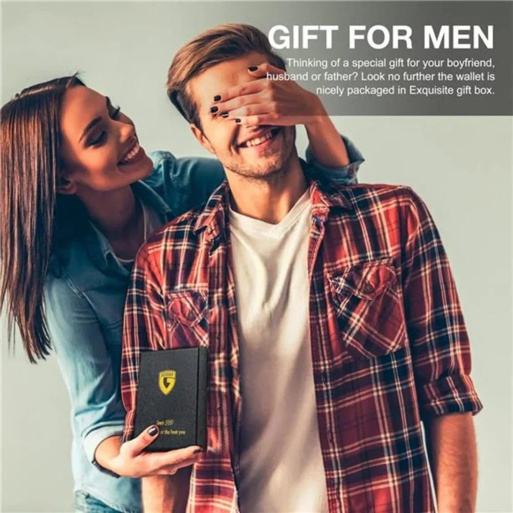 Mens Premium Slim Wallet Leather Carbon Fiber Rfid Blocking Credit Card Holder